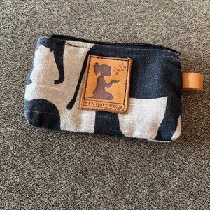 New Hope Girls Tan and Black Zip ID pouch